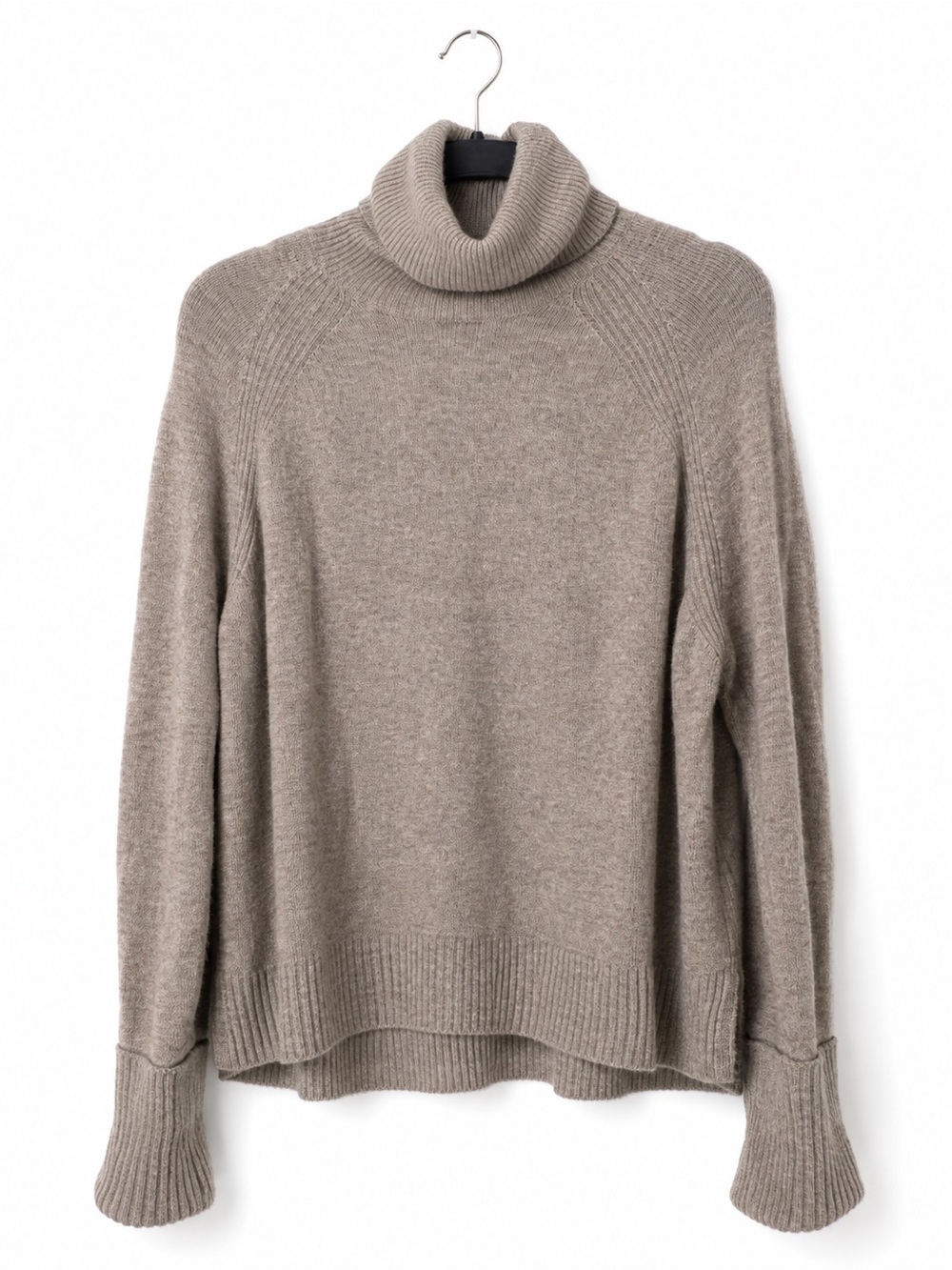 J.Crew Merino Wool Alpaca Blend Turtleneck Sweater Oatmeal Beige Tan Brown L